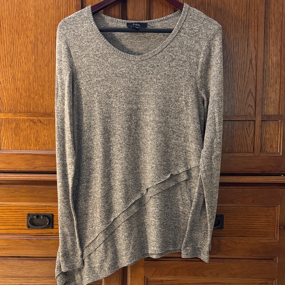 COA Anthropologie Tiered Asymmetrical Hem Pullover Tunic Sweater Cozy Fall Layer